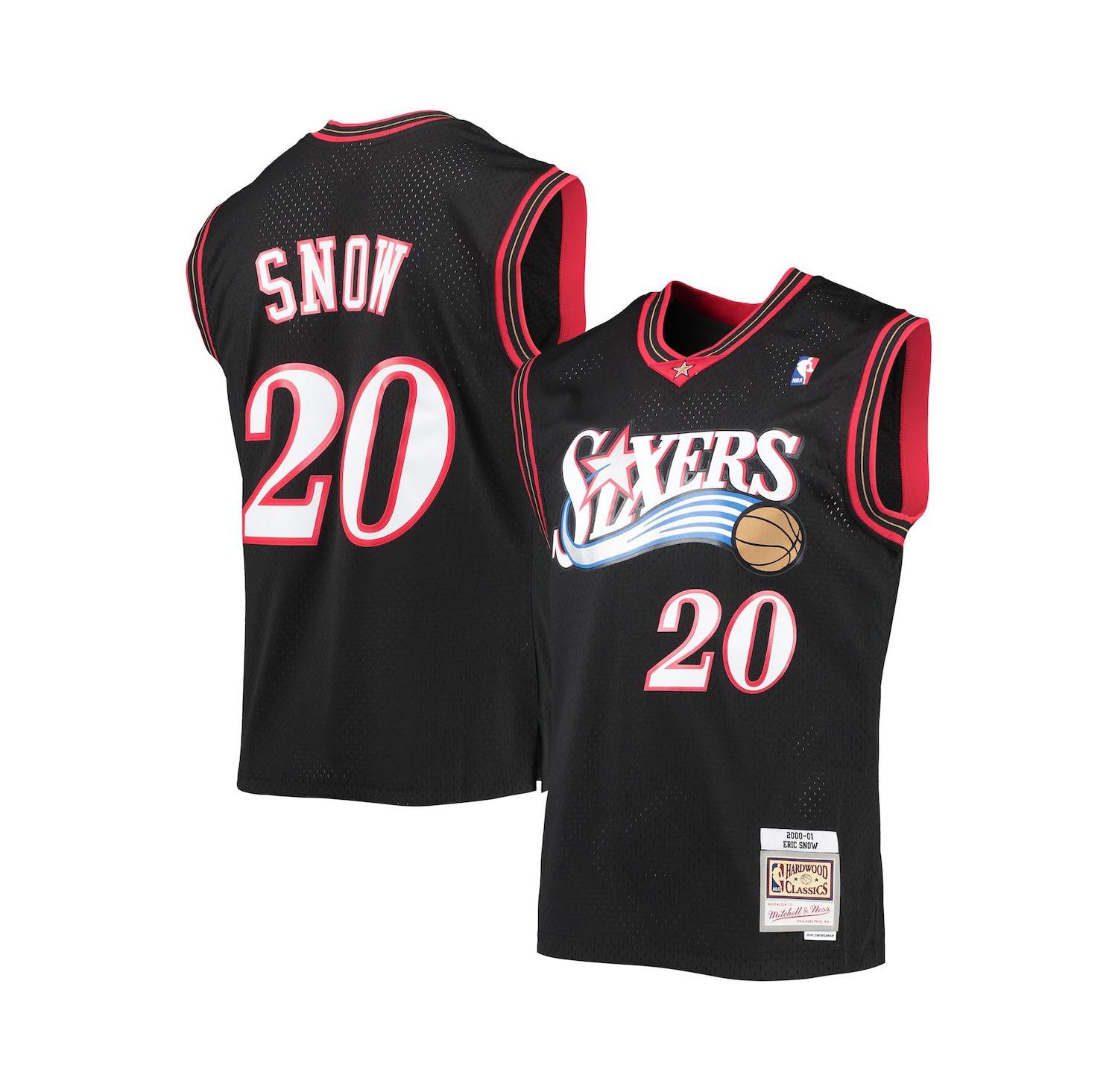 Men's Eric Snow Black Philadelphia 76ers 2000-01 Hardwood Classics Swingman Jersey