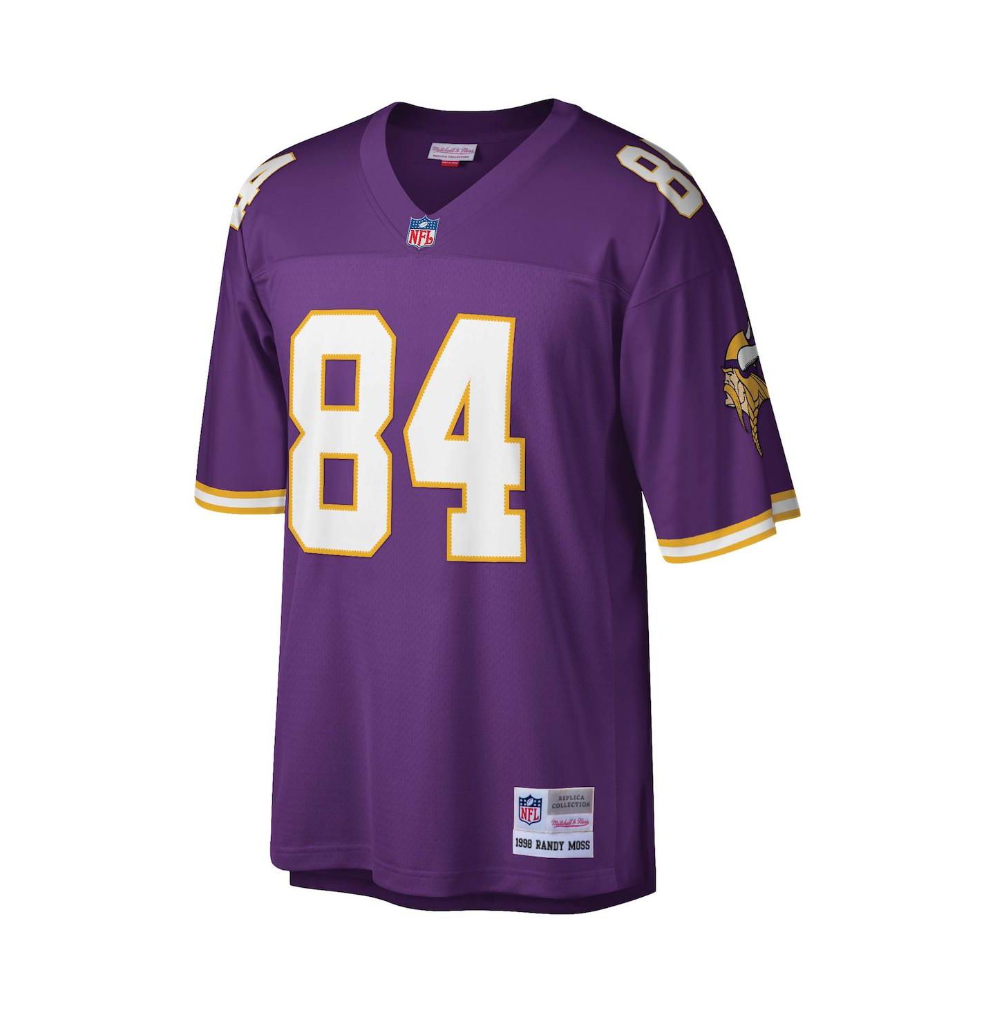 Мужской топ Mitchell & Ness Randy Moss Purple Minnesota Vikings Legacy Replica Jersey — фото 3