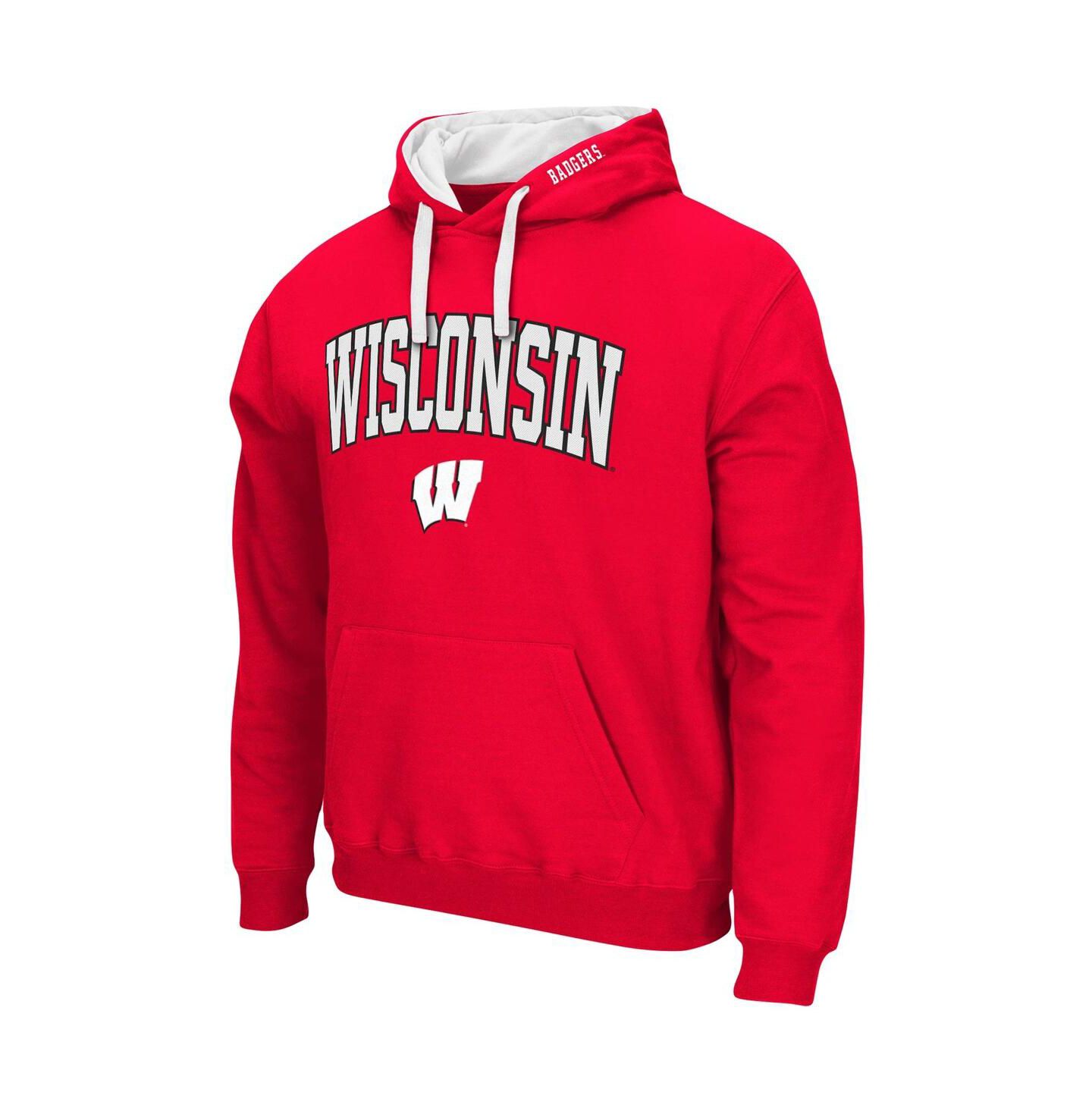 Мужское худи Colosseum Wisconsin Badgers Big and Tall Arch & Logo 2.0 Pullover, цвет: Угольный — фото 5
