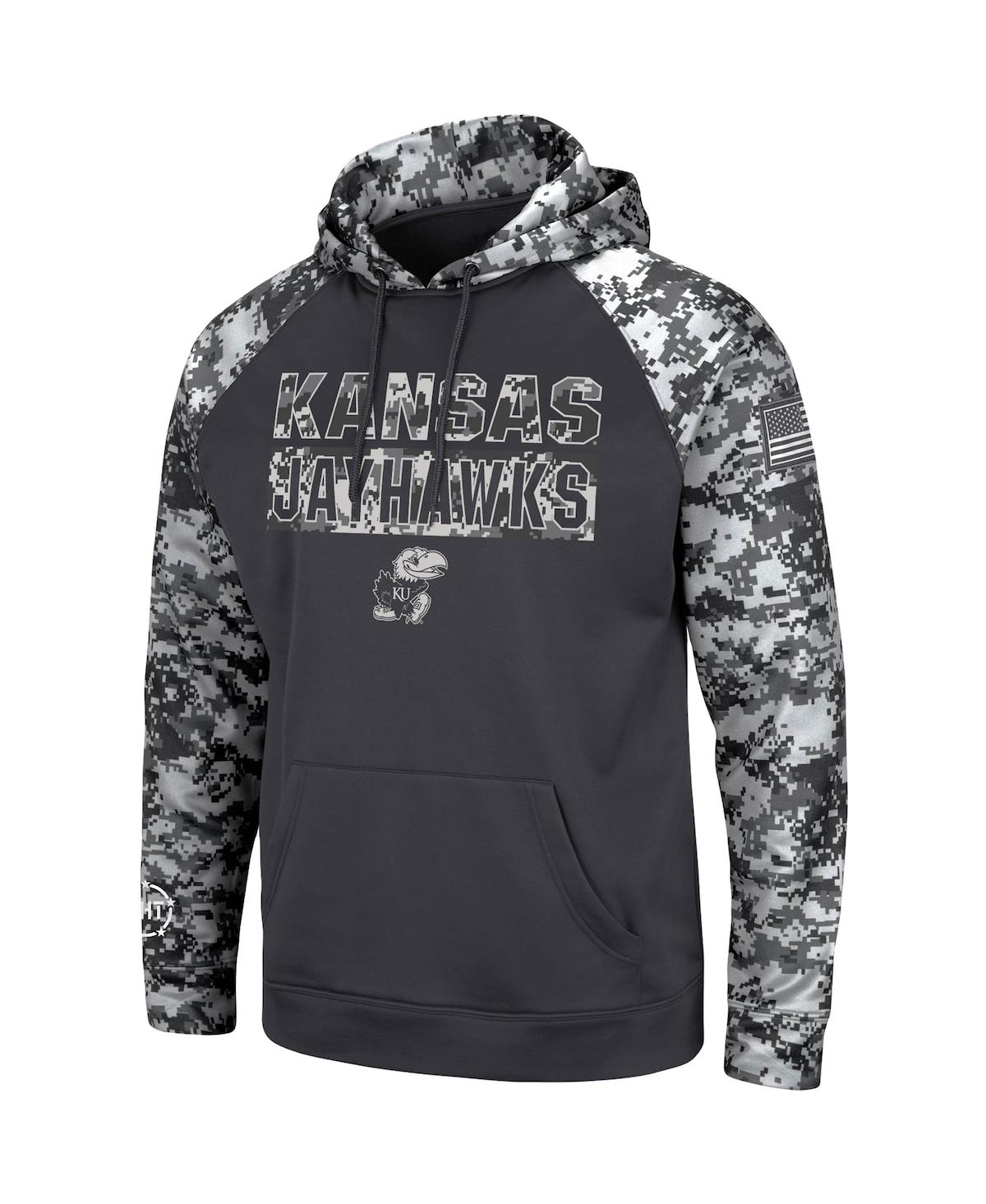 Men'sKansas Jayhawks Oht Military-Inspired Appreciation Digital Camo Pullover Hoodie - Charcoal