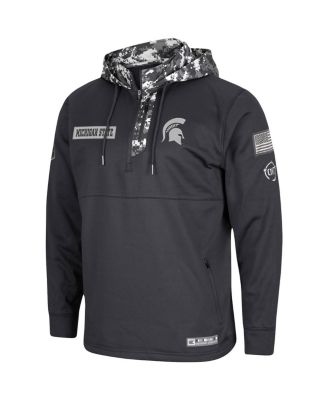 Men's Charcoal Michigan State Spartans OHT Military-Inspired Appreciation Digi Camo Quarter-Zip Hoodie