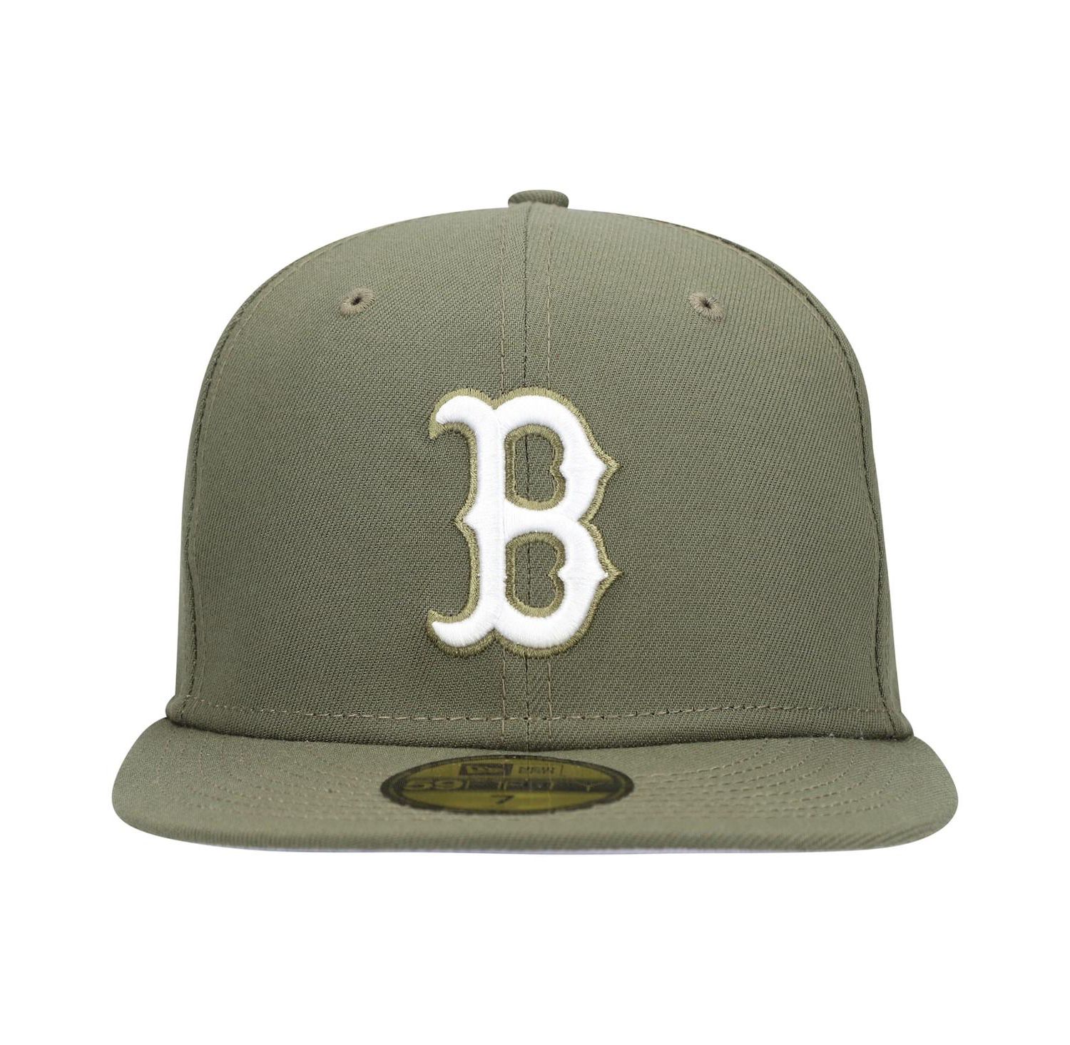 Men's Olive Boston Red Sox Logo White 59FIFTY Fitted Hat