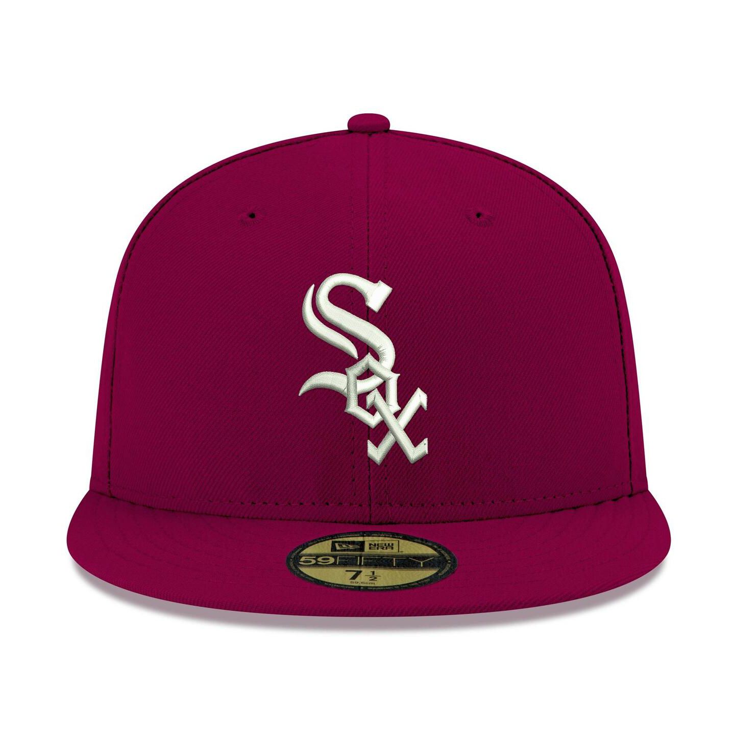 Мужская кепка New Era Cardinal Chicago White Sox Logo White 59FIFTY Fitted Hat — фото 4
