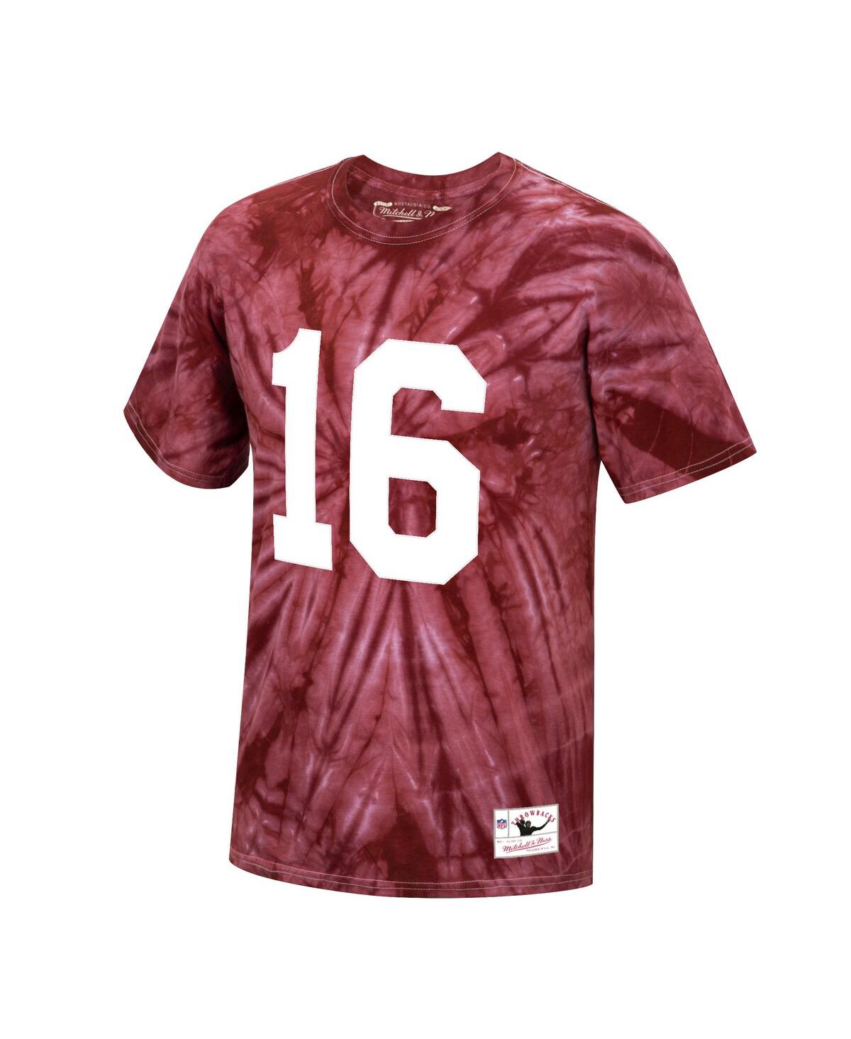 Men's Joe MontanaSan Francisco 49Ers Tie-Dye Retired Player Name and Number T-shirt - Scarlet