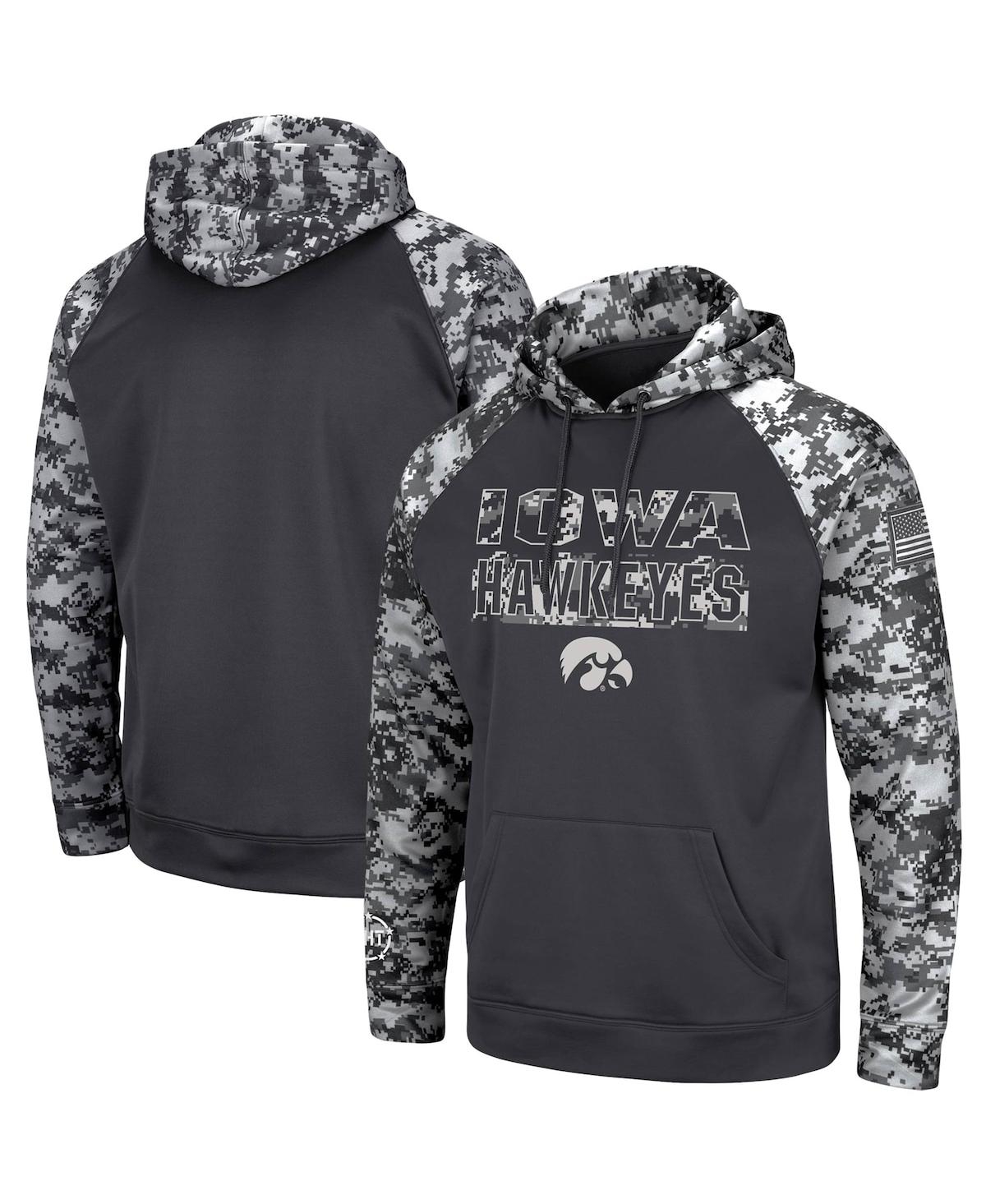 Colosseum Charcoal Iowa Hawkeyes Oht Military Appreciation Digital Camo Pullover Hoodie In Charcoal