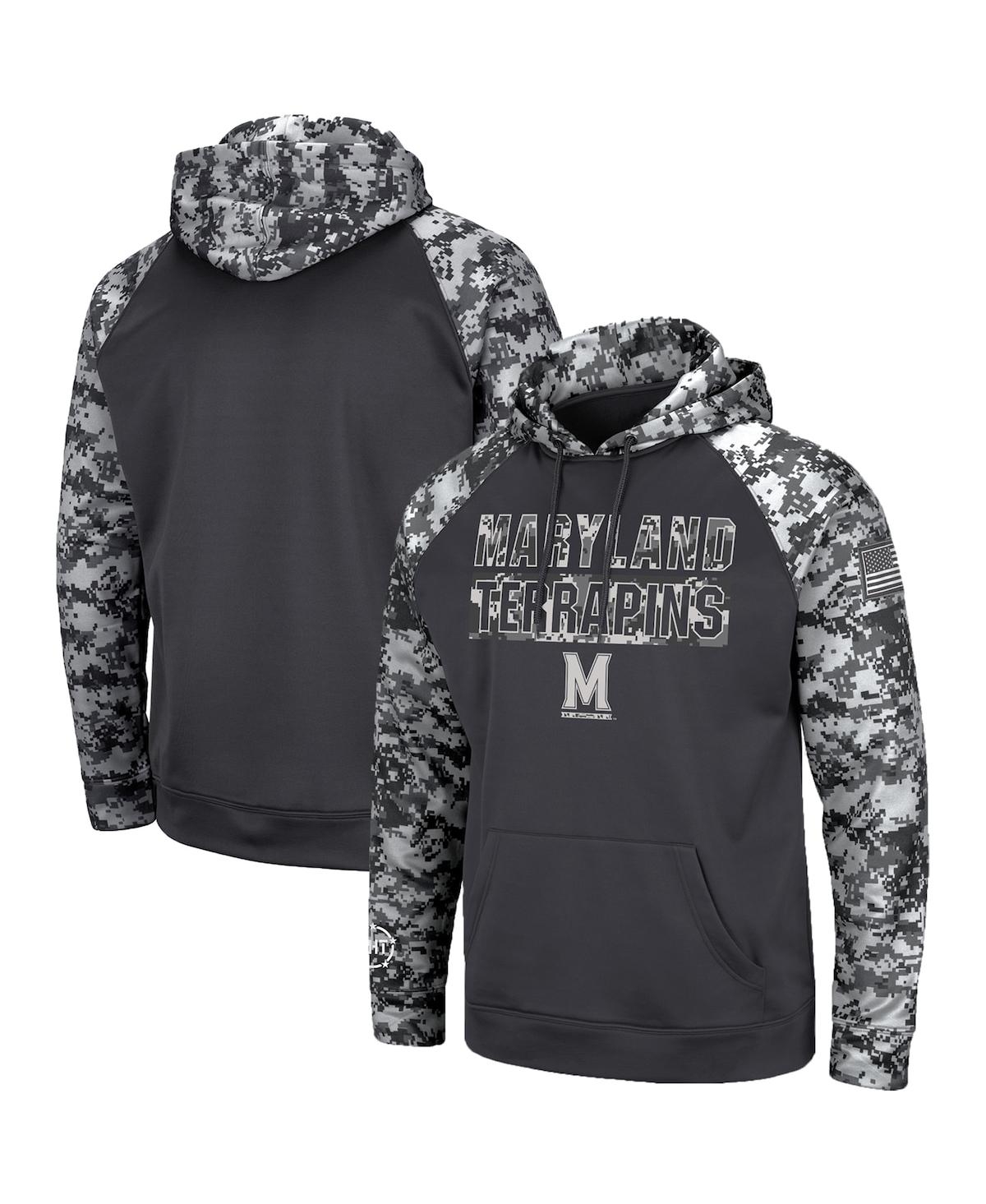 Colosseum Charcoal Maryland Terrapins Oht Military Appreciation Digital Camo Pullover Hoodie In Charcoal