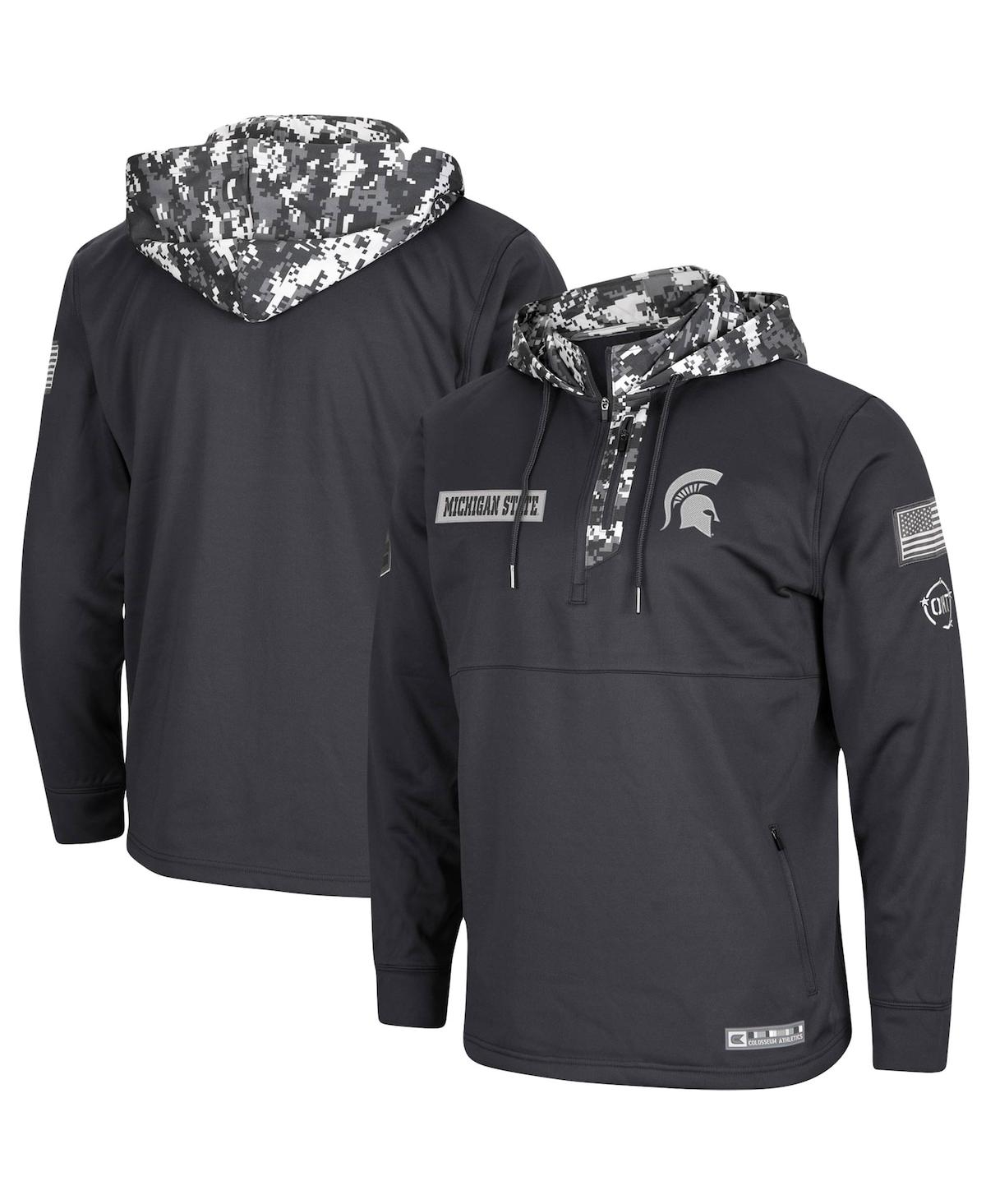 Colosseum Charcoal Michigan State Spartans Oht Military Appreciation Digi Camo Quarter-zip Hoodie In Charcoal