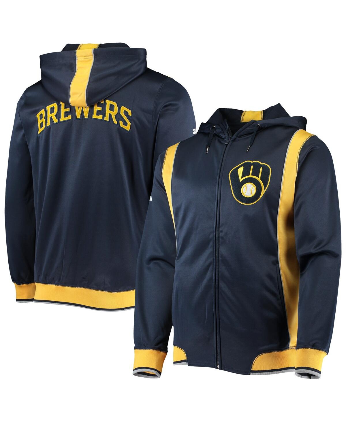 Shop Stitches Men's Navy, Gold-tone Milwaukee Brewers Team Full-zip Hoodie In Navy,gold