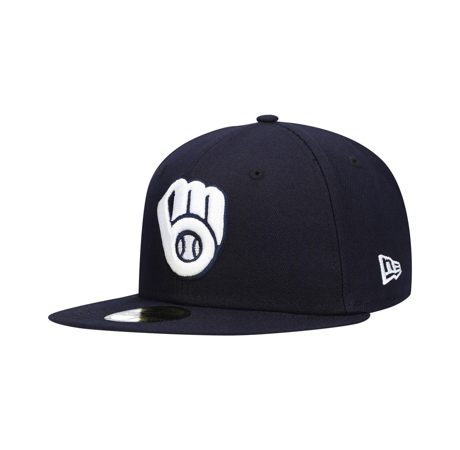 Men's Navy Milwaukee Brewers Logo White 59FIFTY Fitted Hat