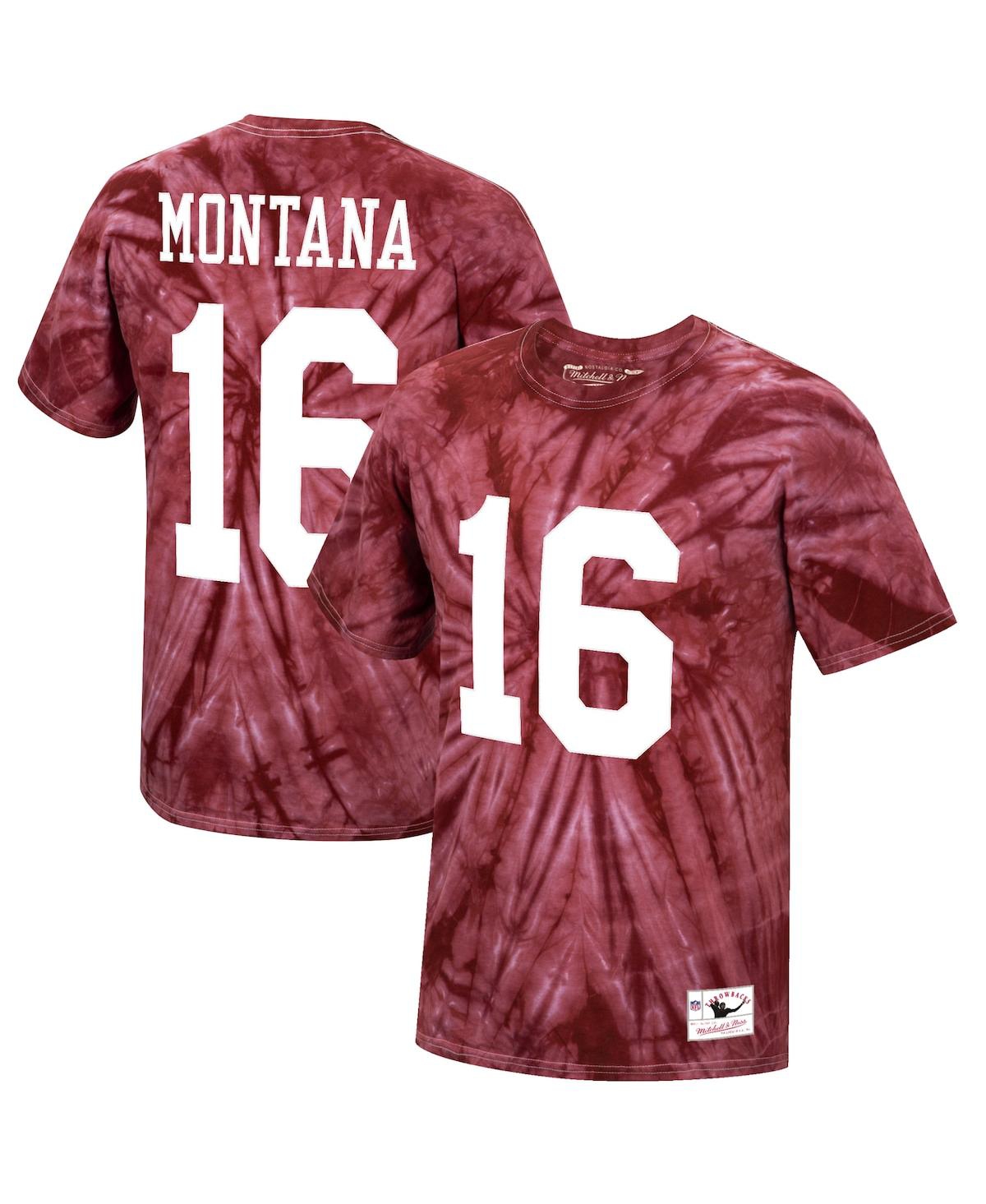Men's Joe MontanaSan Francisco 49Ers Tie-Dye Retired Player Name and Number T-shirt - Scarlet