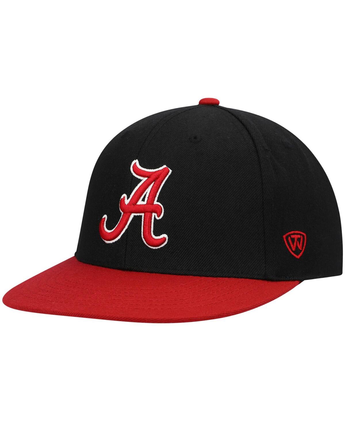 Top Of The World Men's Black And Crimson Alabama Crimson Tide Team Color Two-tone Fitted Hat In Black,crimson