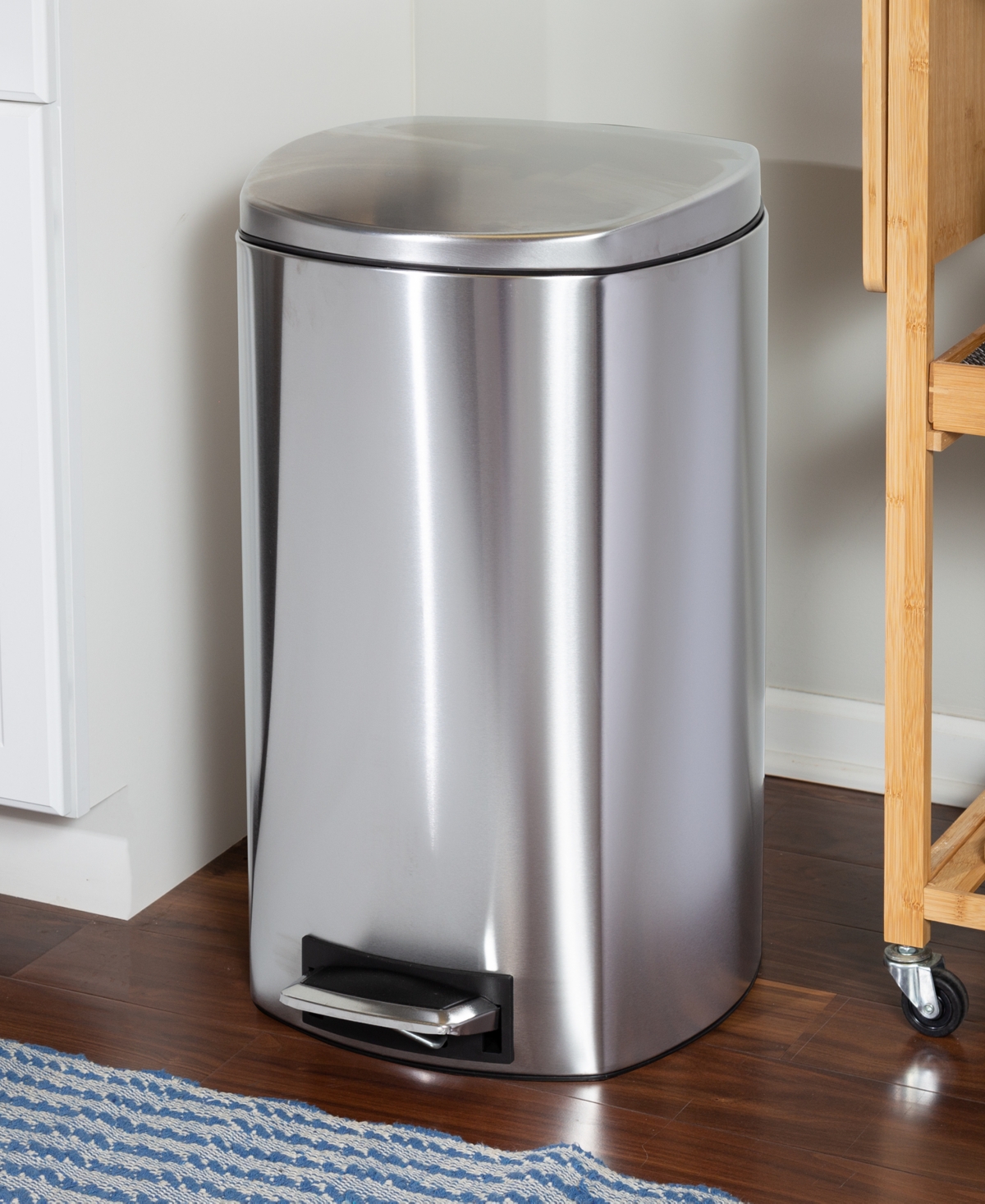 Honey Can Do 50-liter Square Stainless Steel Step Trash Can With Soft-close Lid In Silver