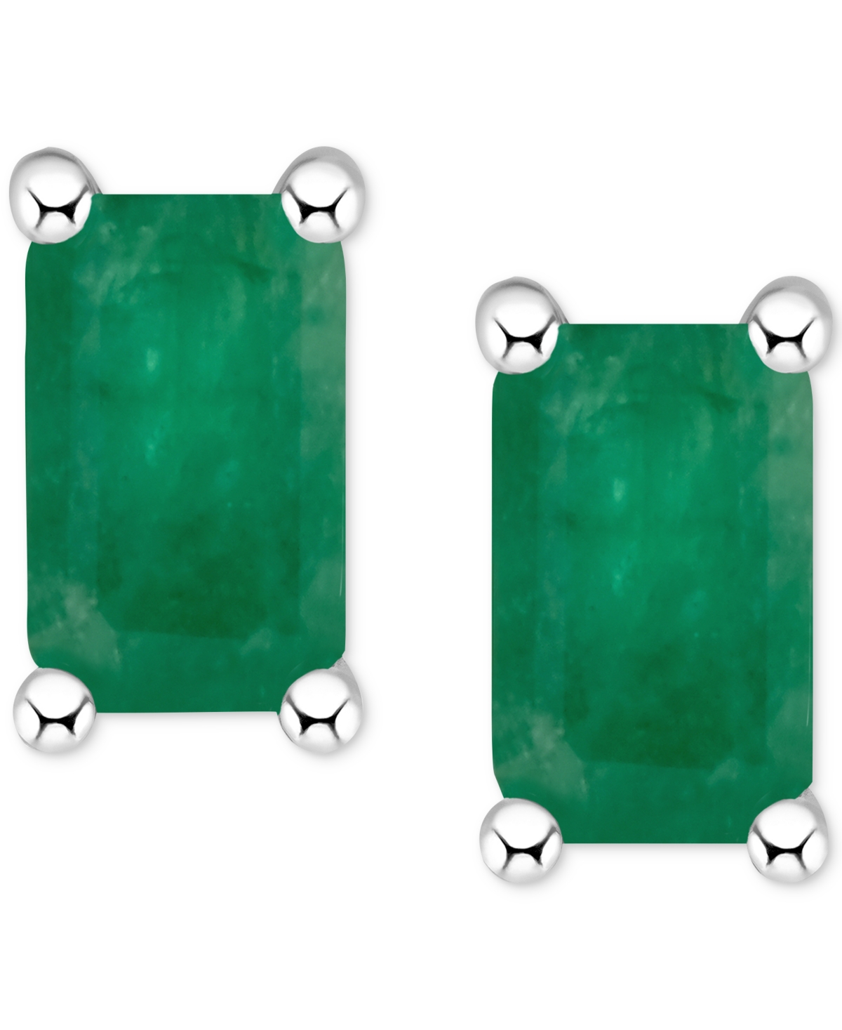 Macy's Tanzanite Stud Earrings (1/2 Ct. T.w.) In 14k White Gold (also In Emerald, Sapphire & Ruby) In Green