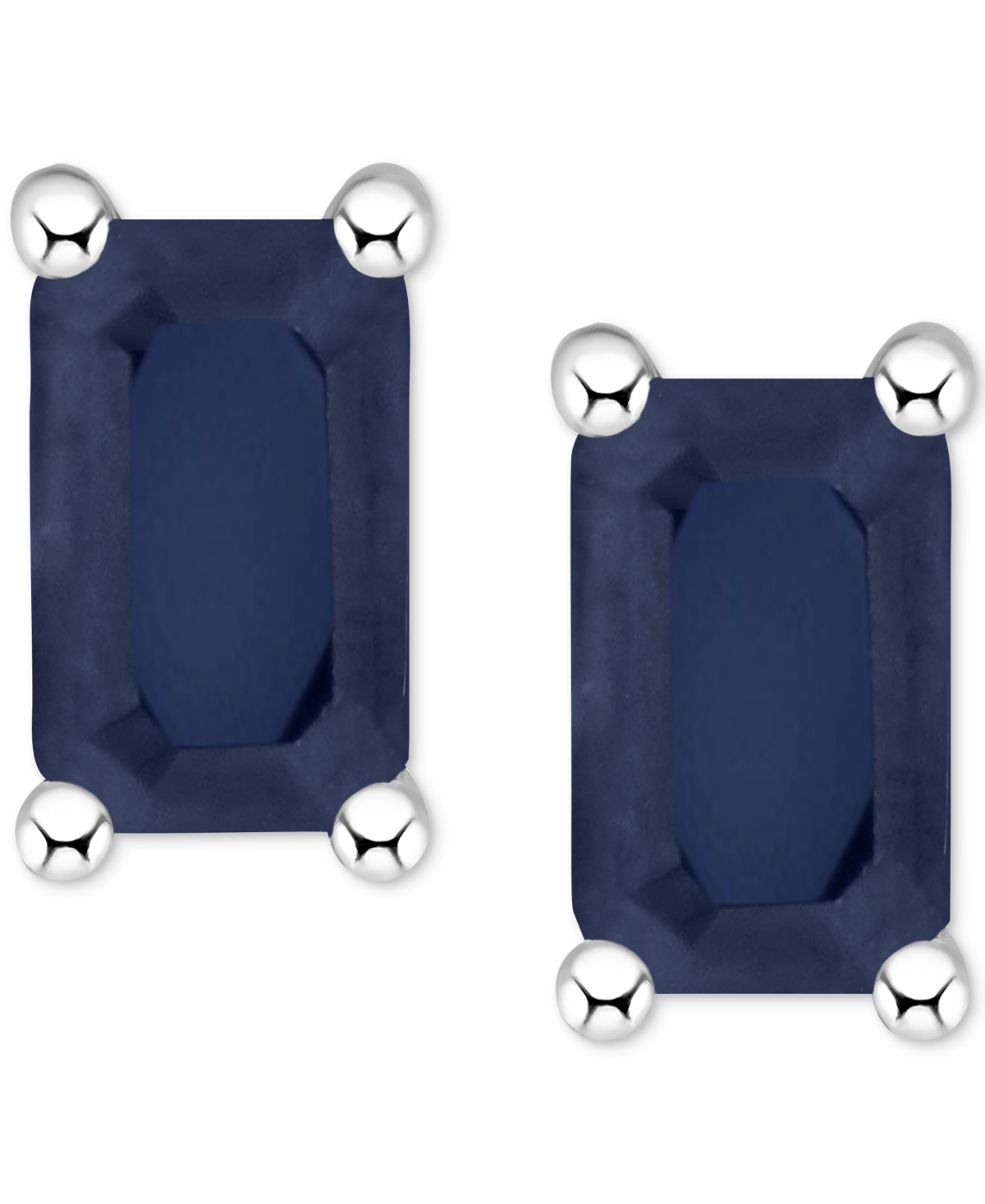 Macy's Tanzanite Stud Earrings (1/2 Ct. T.w.) In 14k White Gold (also In Emerald, Sapphire & Ruby) In Blue