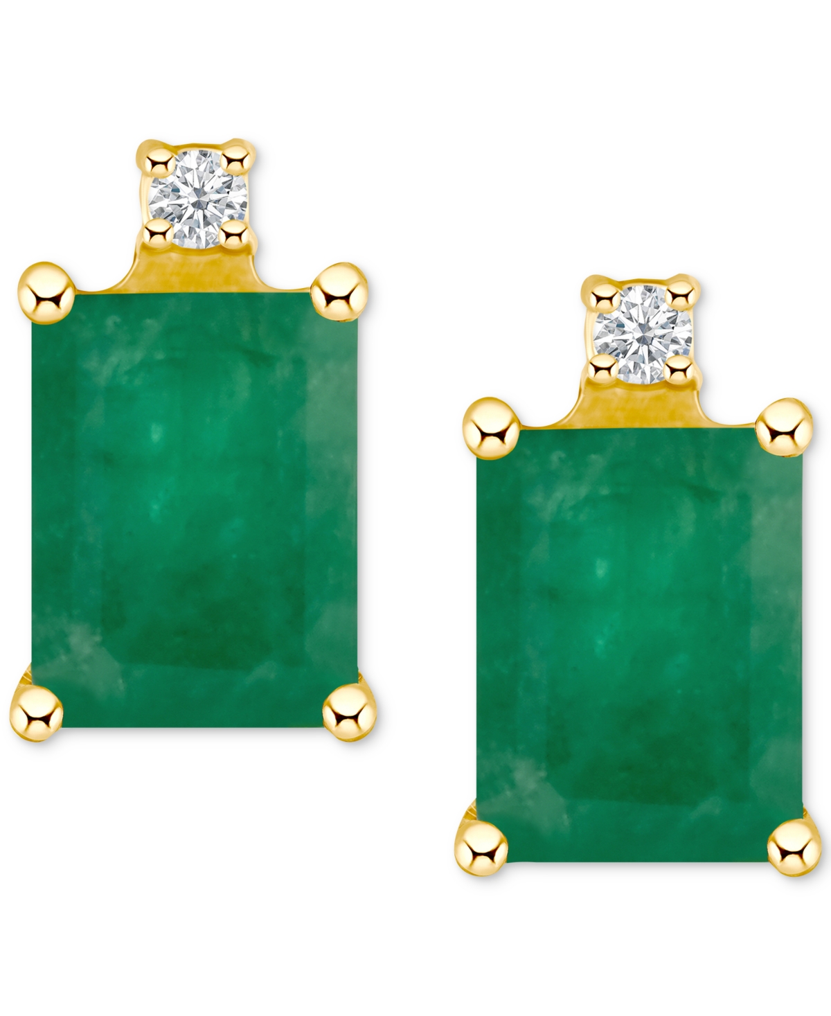 Macy's Tanzanite (1-1/5 Ct. T.w.) & Diamond Accent Stud Earrings In 14k Gold (also In Emerald, Ruby, & Sapp In Green