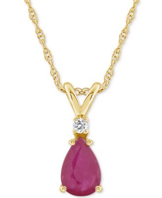 Sapphire (1 ct. t.w.) & Diamond Accent 18" Pendant Necklace in 14k Gold (Also in Ruby)