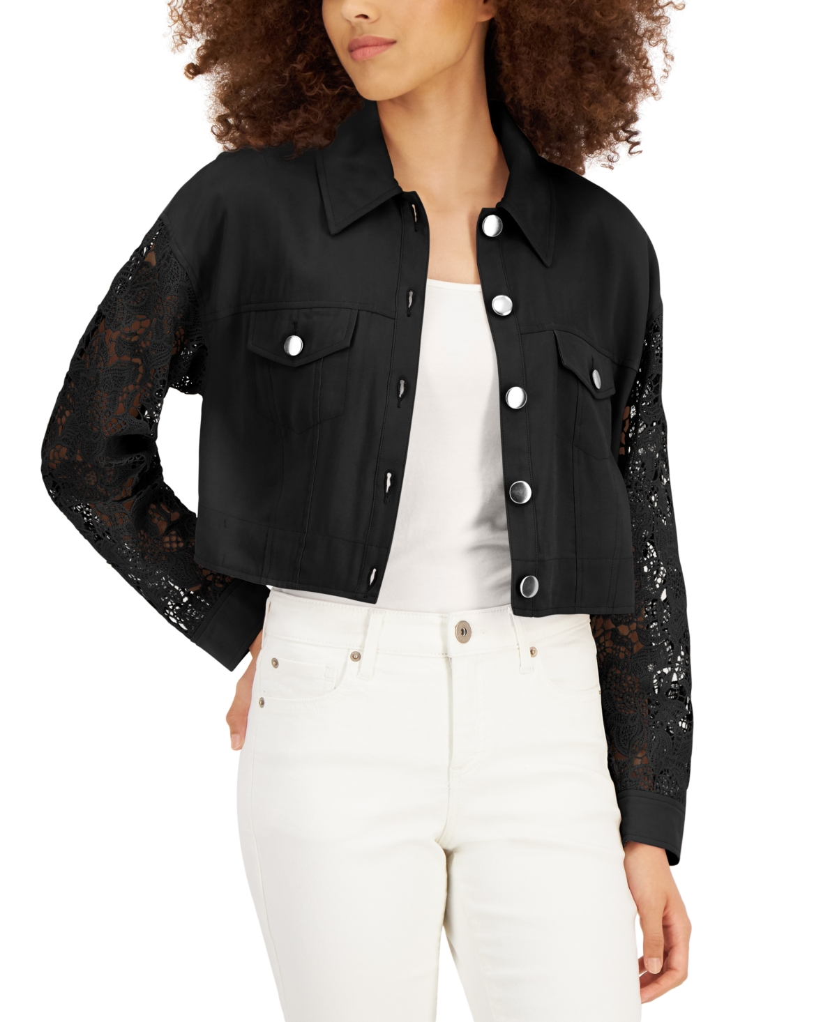 Inc International Concepts Lacesleeve Trucker Jacket, Created For Macy's In Deep Black ModeSens