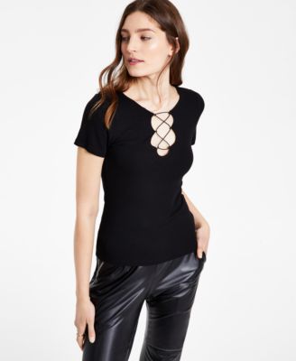 LNA - Lace-Up Ribbed Top