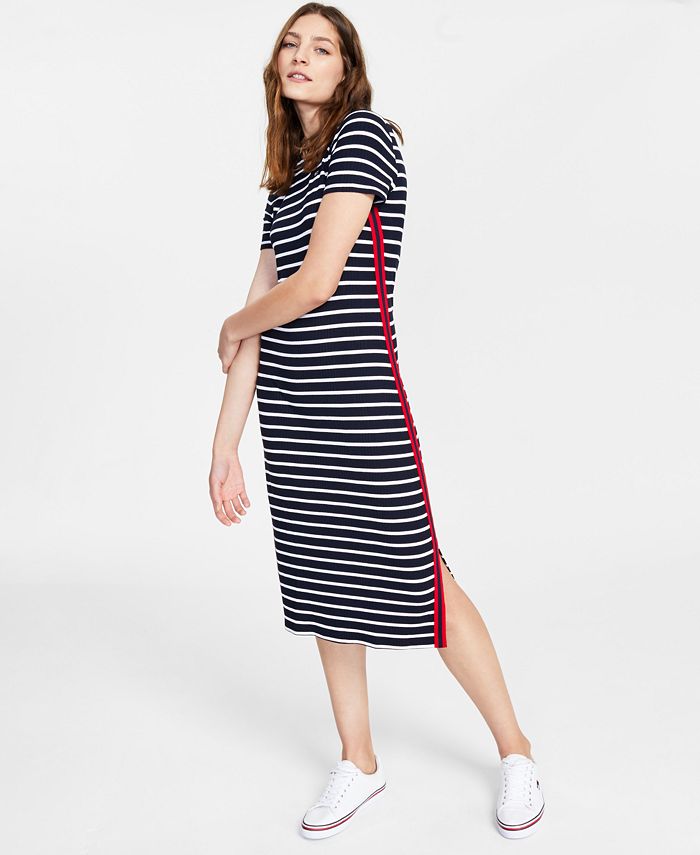 Tommy Jeans Striped Ribbed Knit Midi Dress & Reviews - Dresses 