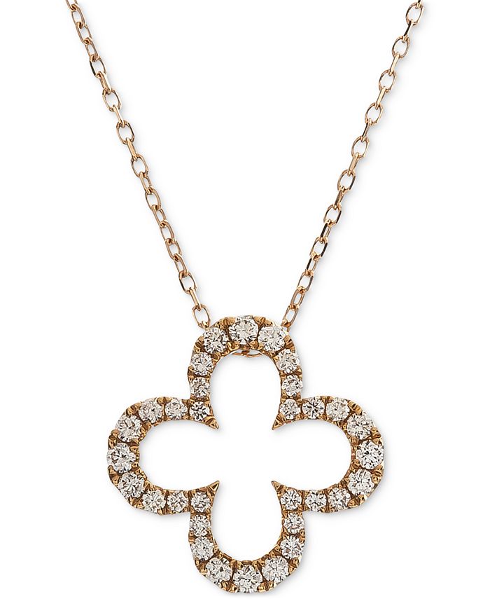 Diamond Clover Pendant Rose Gold Necklace