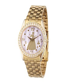 Women's Disney Princess Alloy Glitz Gold Tone Stainless Steel Bracelet Watch 30mm