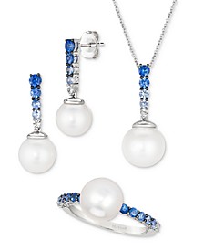 Vanilla Pearl & Denim Ombré Sapphire Jewelry Collection in 14k White Gold