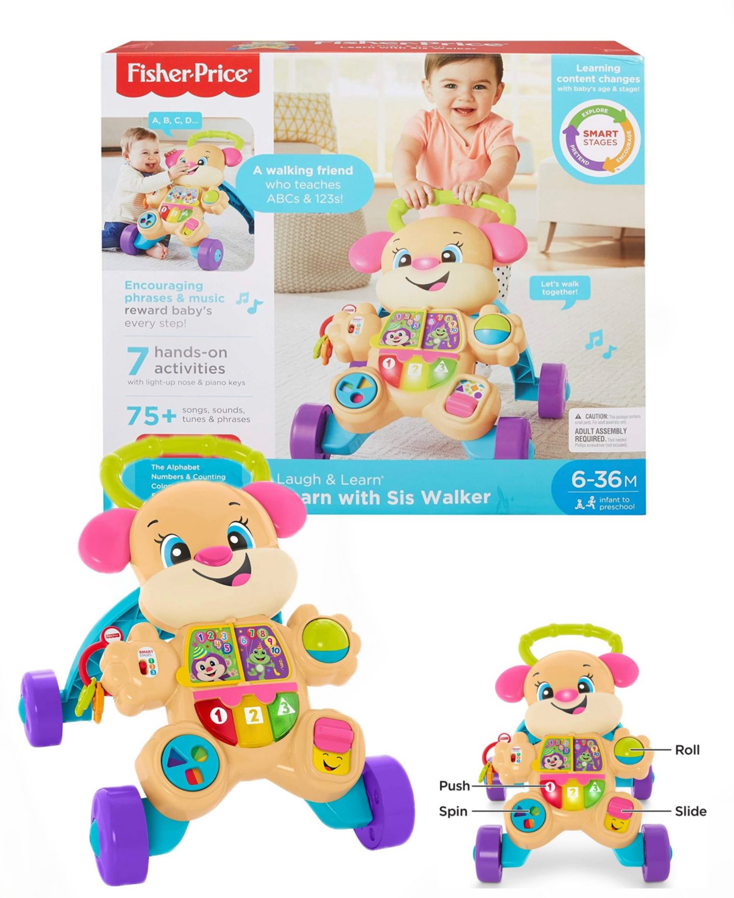 Детская игрушка Fisher Price Fisher-Price Laugh & Learn Sis Walker, Baby & Toddler Toy, Activities — фото 1