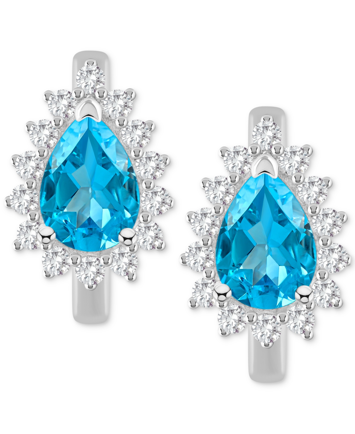 Macy's Amethyst (1-1/3 Ct. T.w.) & White Topaz (1/3 Ct. T.w.) Hoop Earrings In Sterling Silver (also Availa In Blue Topaz