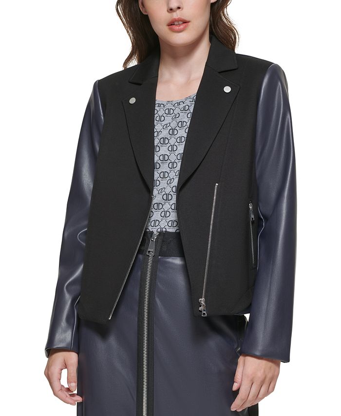 DKNY Mixed Media Moto Jacket Macy's