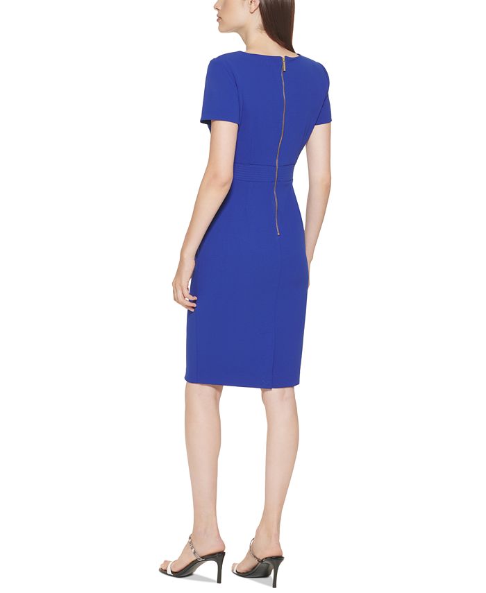 Calvin Klein Short-Sleeve Belted Sheath Dress & Reviews - Dresses ...