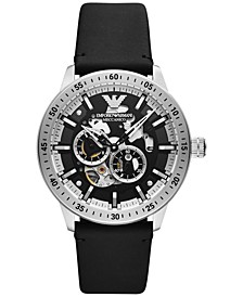 Men's Automatic Black Leather Strap Watch 43mm