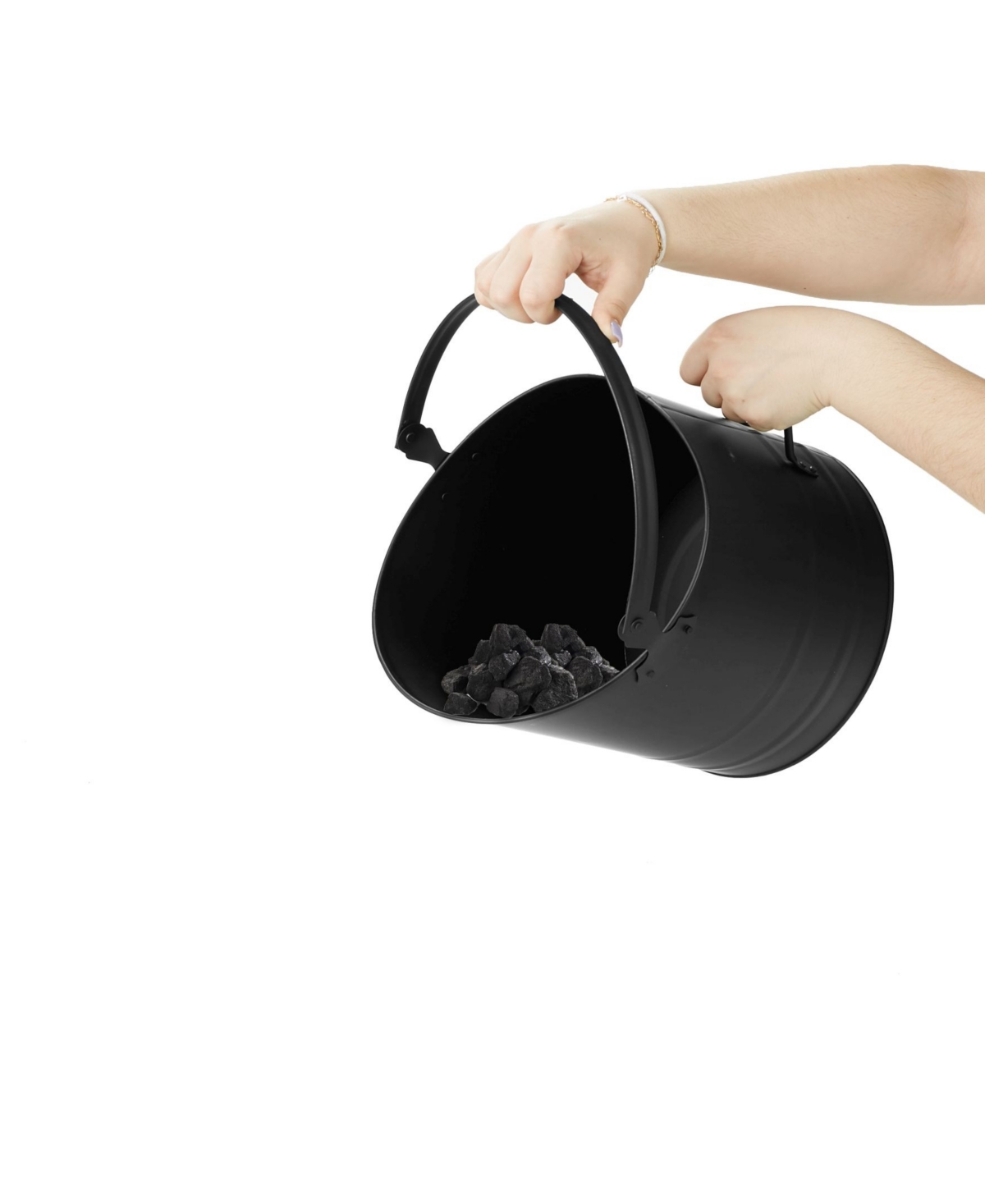 Shop Mind Reader Large Fireplace Bucket With Handle, 11.25" In Black