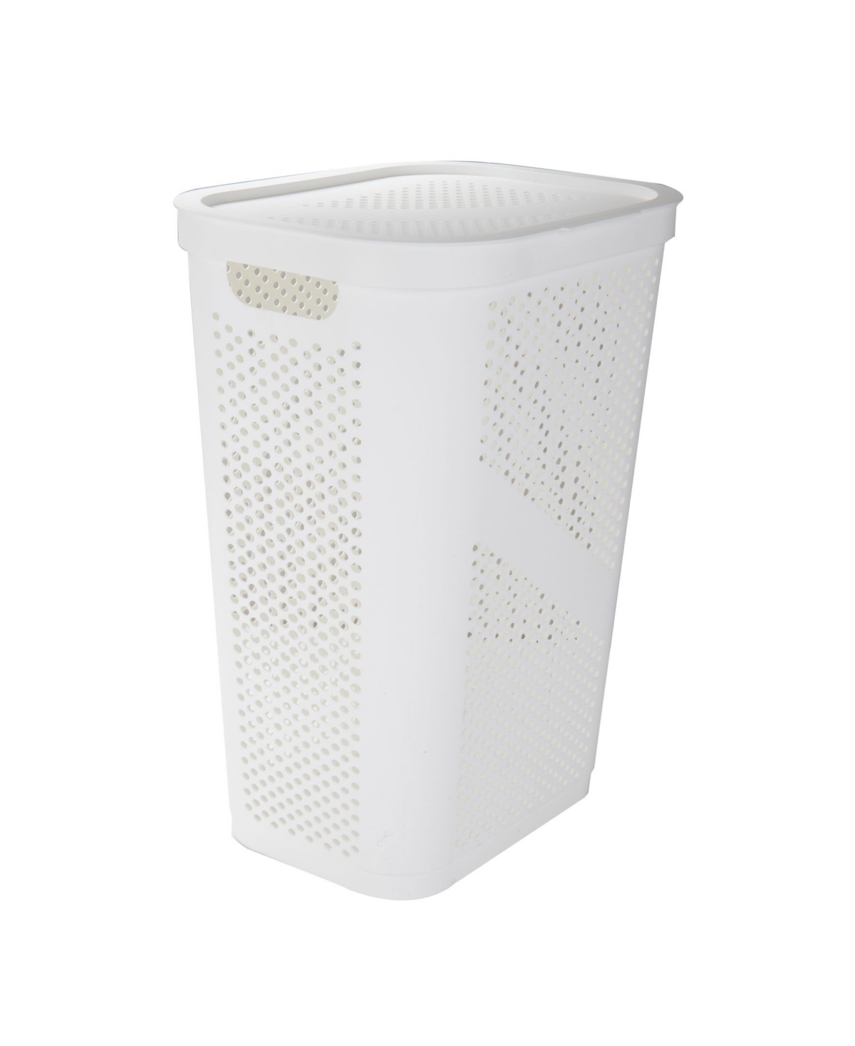 Perforated Lightweight Laundry Hamper with Lid - White