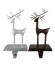 Oil Rubbed Reindeer Christmas Stocking Holders, Set of 2