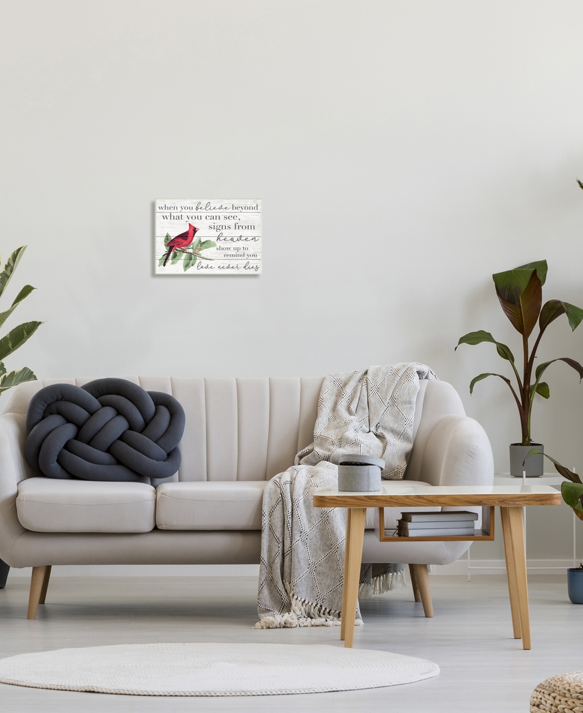 Stupell Industries Believe Love Never Dies Inspirational Cardinal Bird Word Design Wall Plaque Art, 10