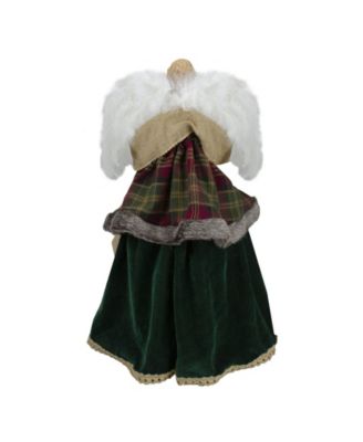 18" Angel in a Dress Unlit Christmas Tree Topper Accented with Holly Berries