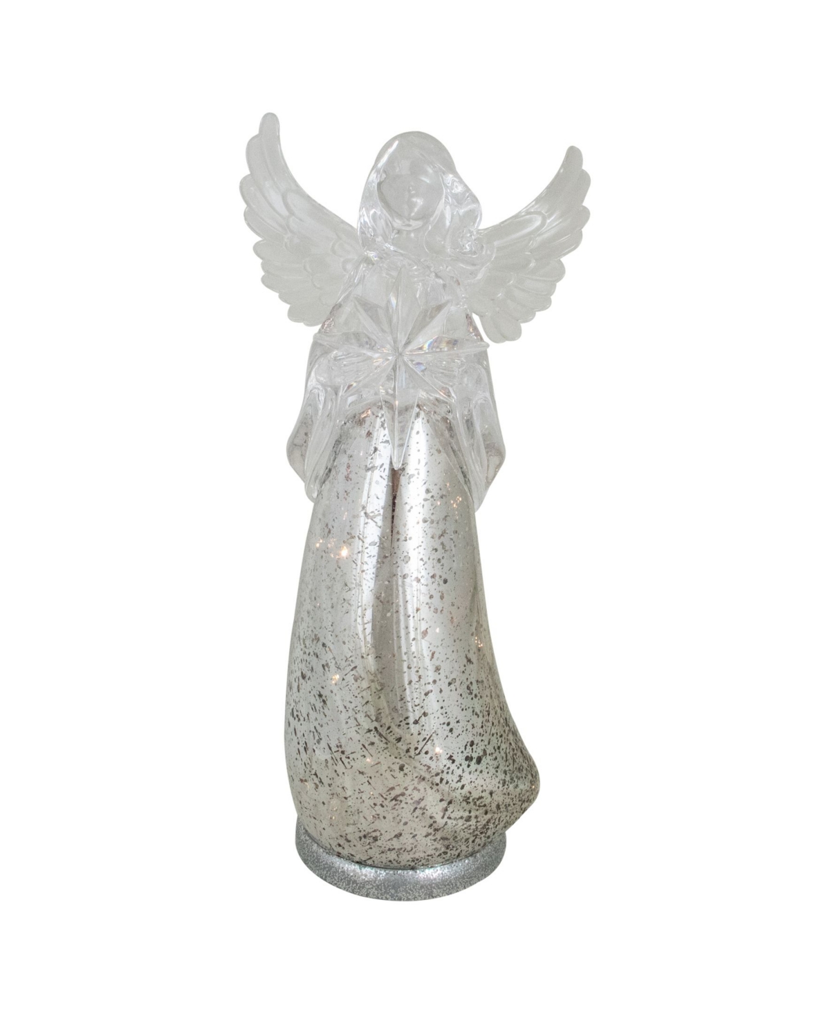Northlight 13" Lighted Angel Holding A Star Christmas Tabletop Figurine In Silver-tone