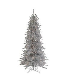 6.5' Pre-Lit Tinsel Pine Slim Artificial Christmas Tree