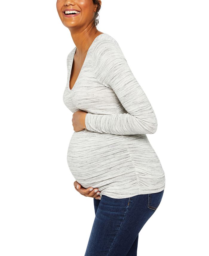 T-shirt De Noël Grossesse Motherhood Maternity - Manches Longues Gris - Taille S - Occasion Bon état