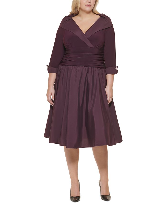 Jessica Howard Plus Size Collared A-Line Dress - Macy's