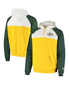 Men's Gold, White Green Bay Packers Gametime Quarter-Zip Hoodie Jacket