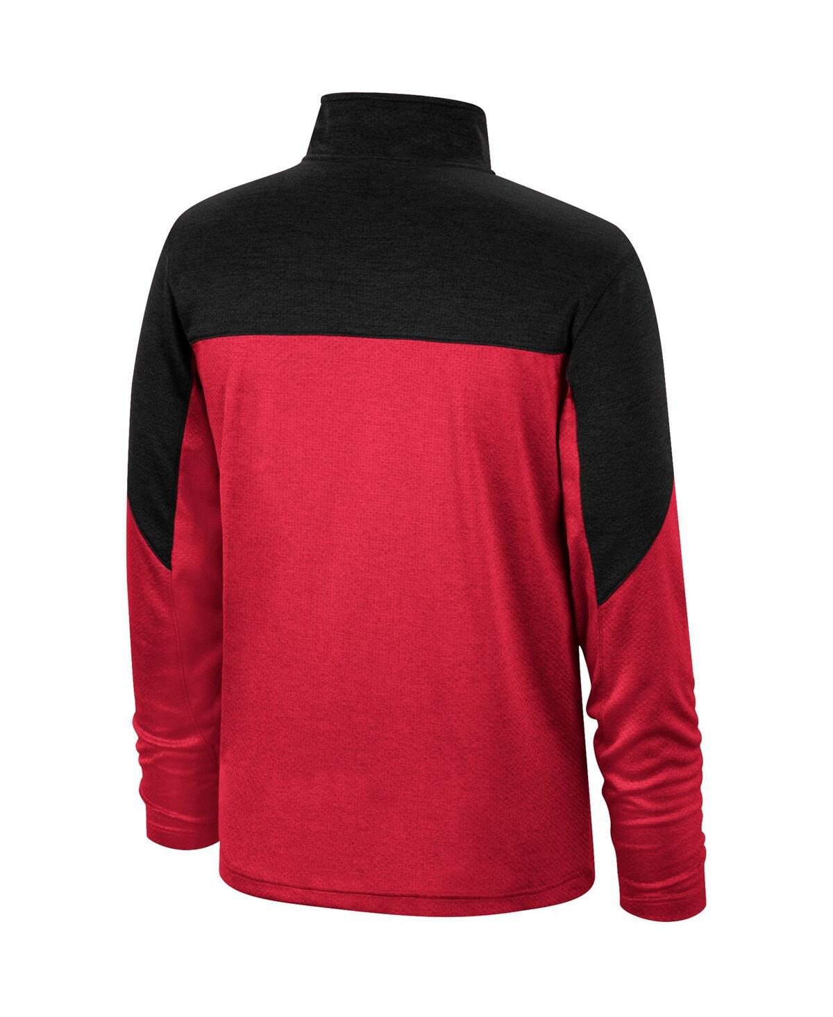 Shop Top Of The World Men's Crimson, Heathered Black Oklahoma Sooners Textured Color Block Quarter-zip Top In Crimson,heathered Black