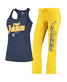 Women's Gold, Navy Utah Jazz Racerback Tank Top and Pants Sleep Set