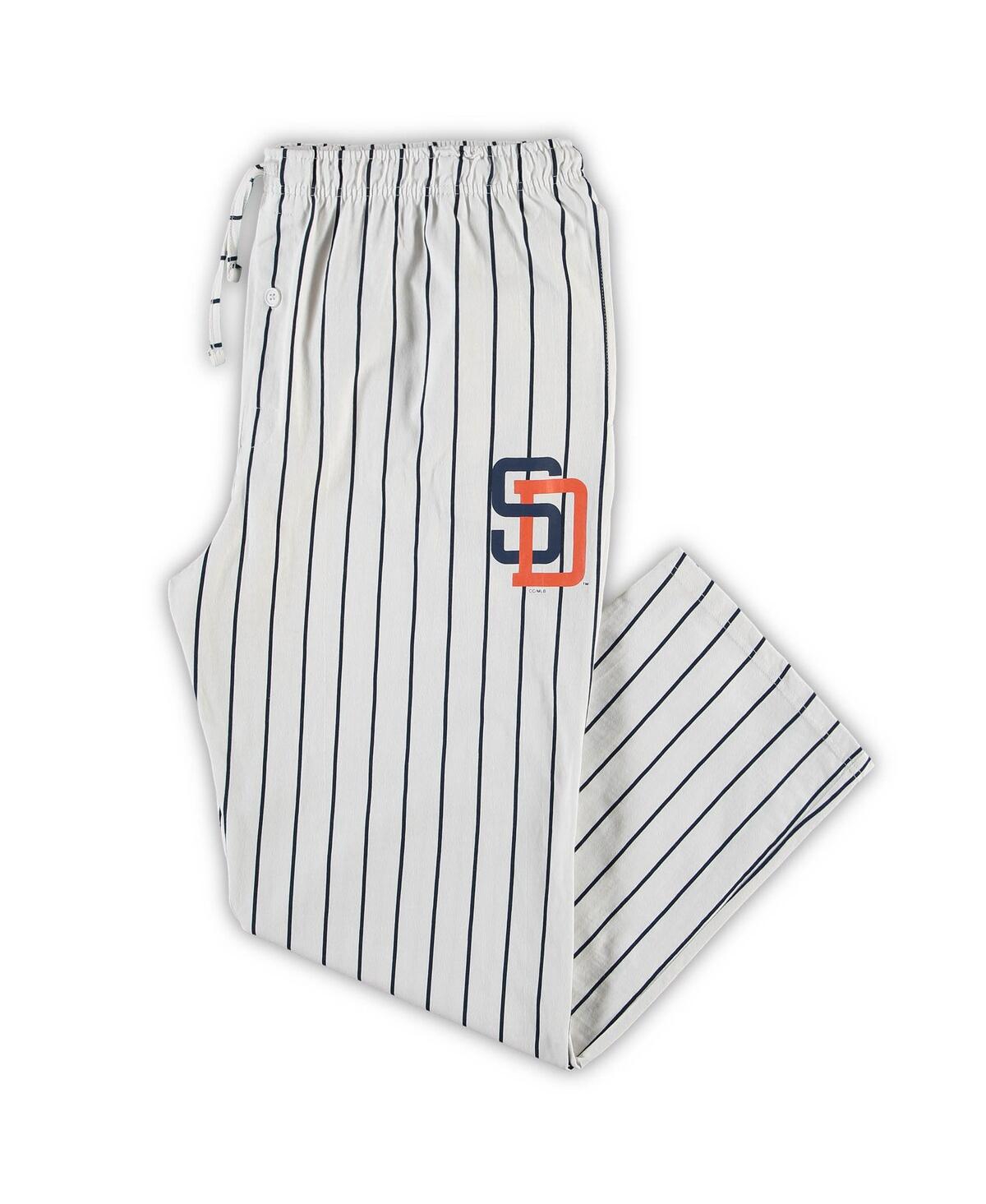 Shop Concepts Sport Men's White, Navy San Diego Padres Big And Tall Pinstripe Sleep Pants In White,navy