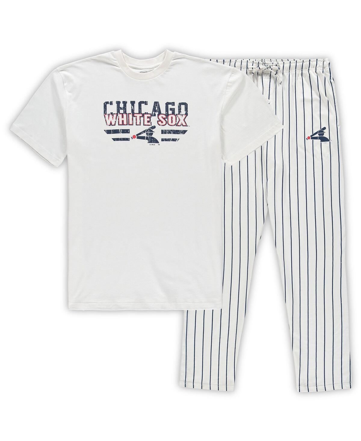 Shop Concepts Sport Men's White, Navy Chicago White Sox Big And Tall Pinstripe Sleep Set In White,navy