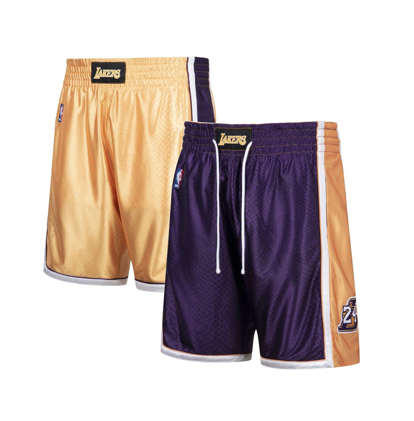 Мужские шорты Mitchell & Ness Kobe Bryant Gold-Tone and Purple Los Angeles Lakers Authentic Reversible — фото 1