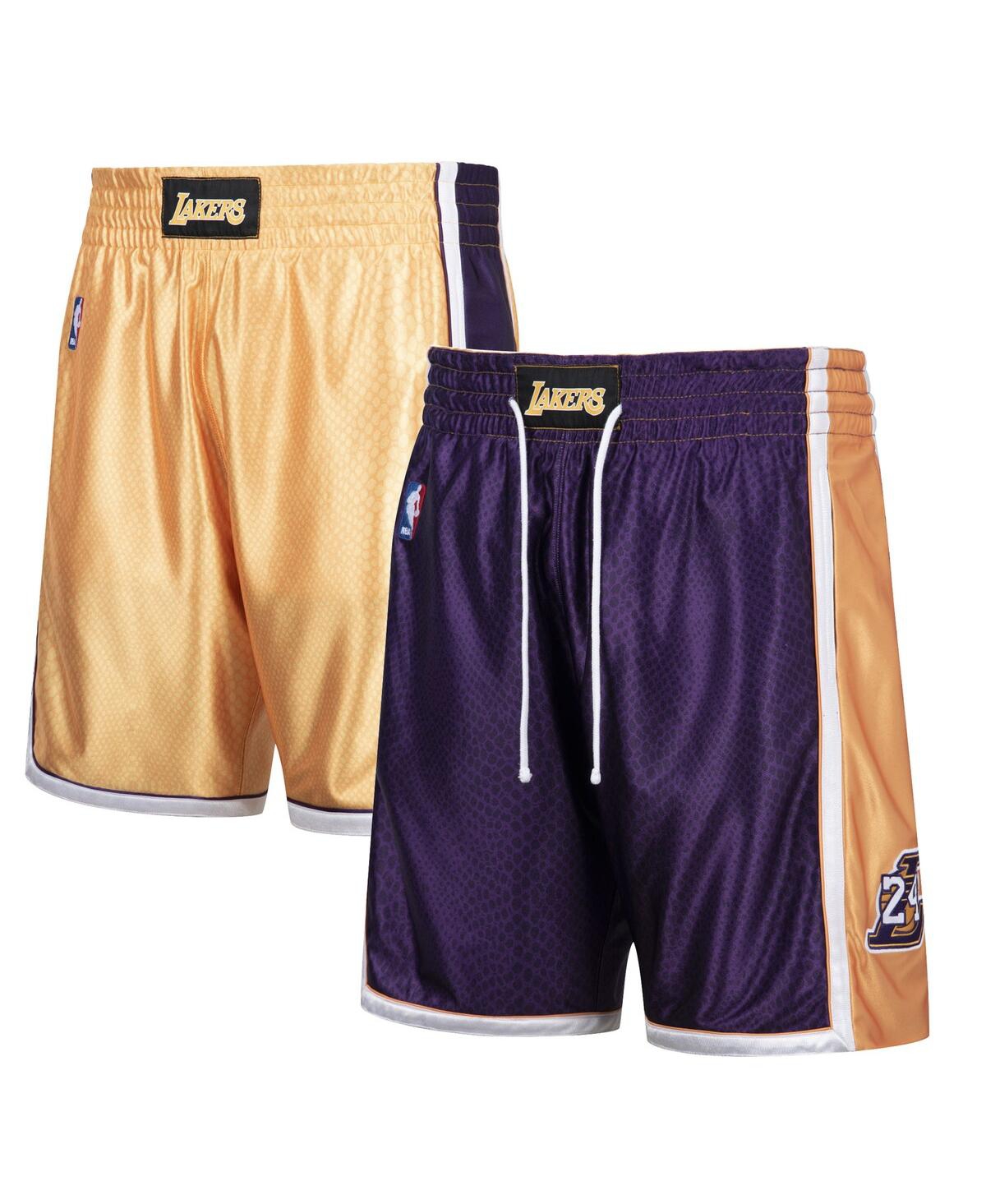 Mitchell & Ness Men's Kobe Bryant Gold-tone And Purple Los Angeles Lakers Authentic Reversible Shorts In Gold-tone,purple