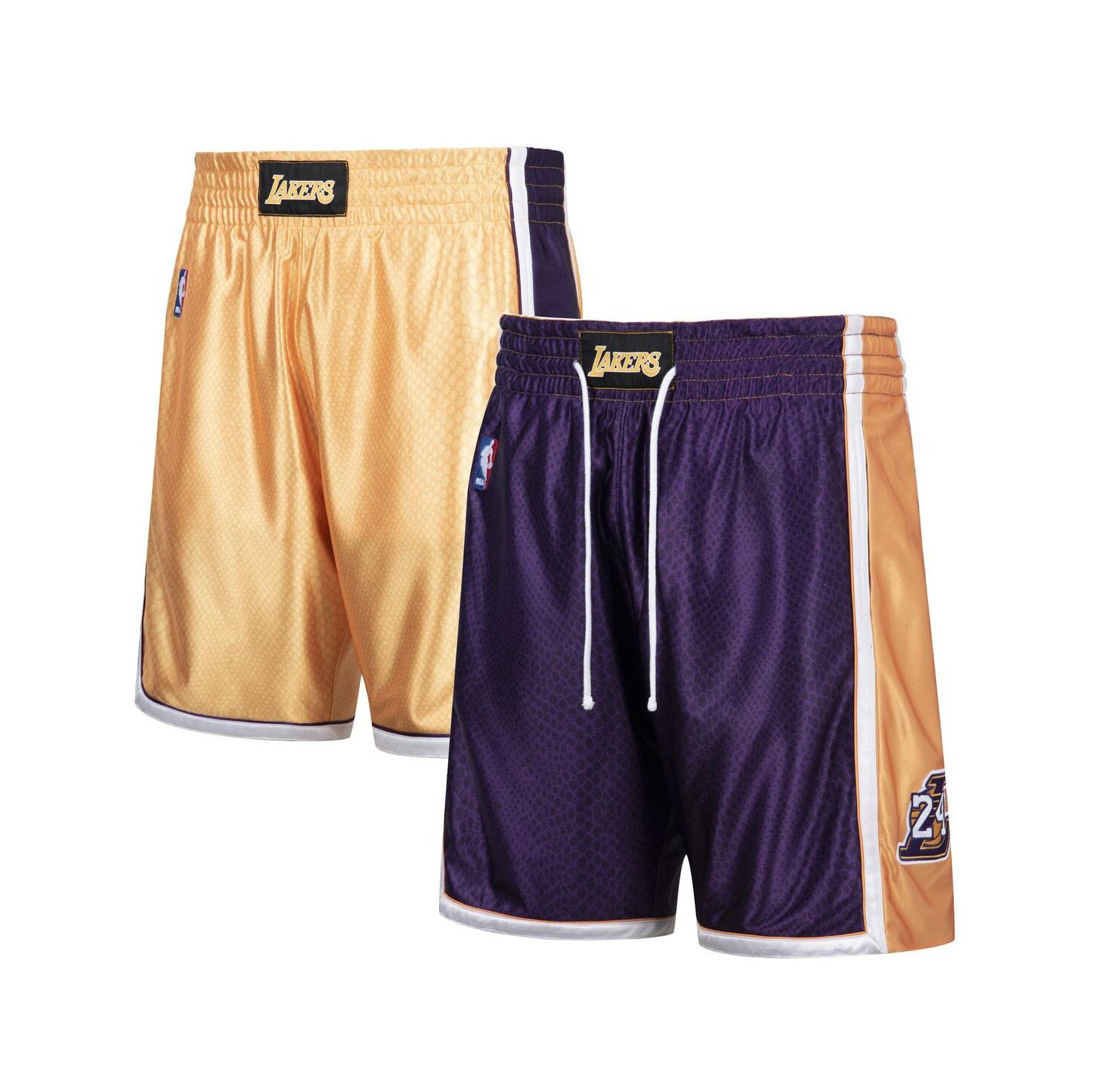 Men's Kobe Bryant Gold-Tone and Purple Los Angeles Lakers Authentic Reversible Shorts