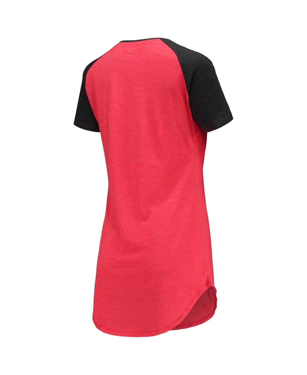 Shop Concepts Sport Women's Red, Black Georgia Bulldogs Raglan V-neck Nightshirt In Red,black