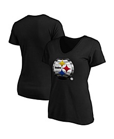 Women's Black Pittsburgh Steelers Plus Size Midnight Mascot V-Neck T-shirt